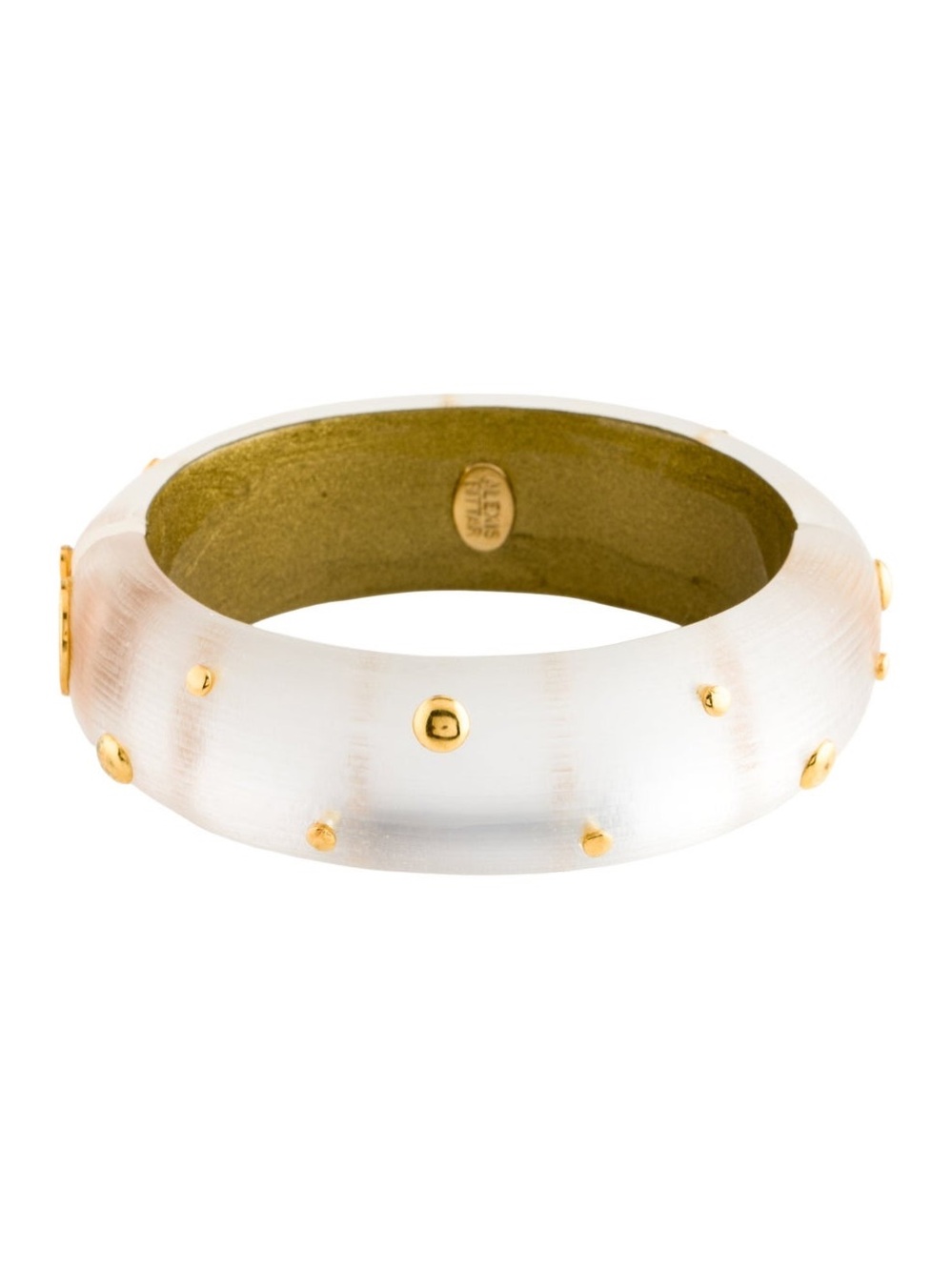 Alexis Bittar Studded Lucite Hinge Cuff Bracelet Gold Tone Luxury Neiman Marcus